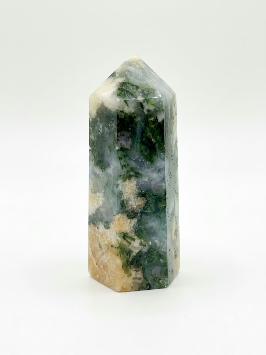 Pointe de Quartz Chlorite – Guérison & Énergie de la Forêt