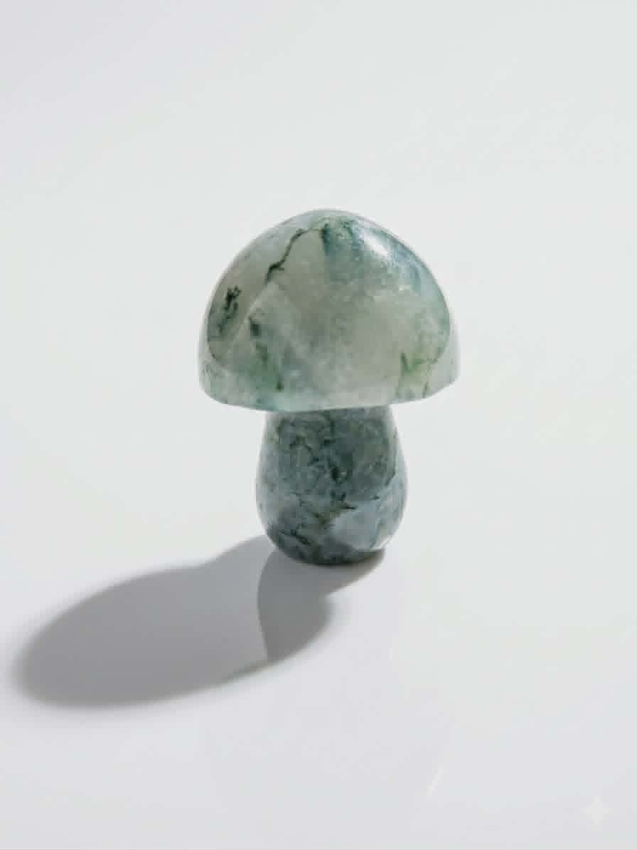 🍄💚 Champignon en Agate Mousse – Harmonie, Nature & Magie Verte