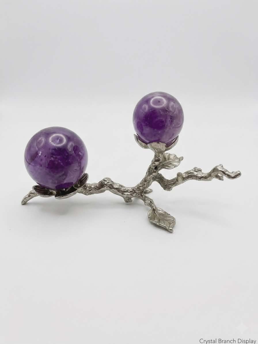 Duo de Sphères d'Améthyste sur Branche