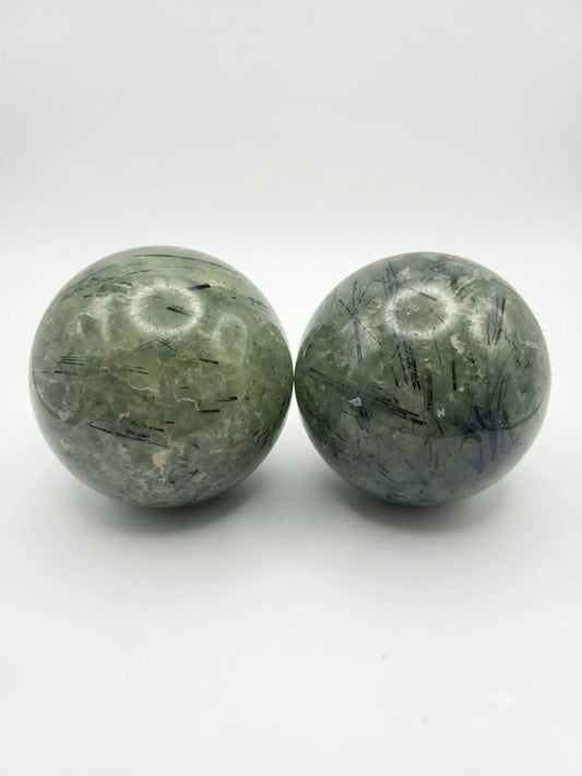 Sphères de Prehnite & Épidote – Guérison, Harmonie & Ancrage💚🌿✨