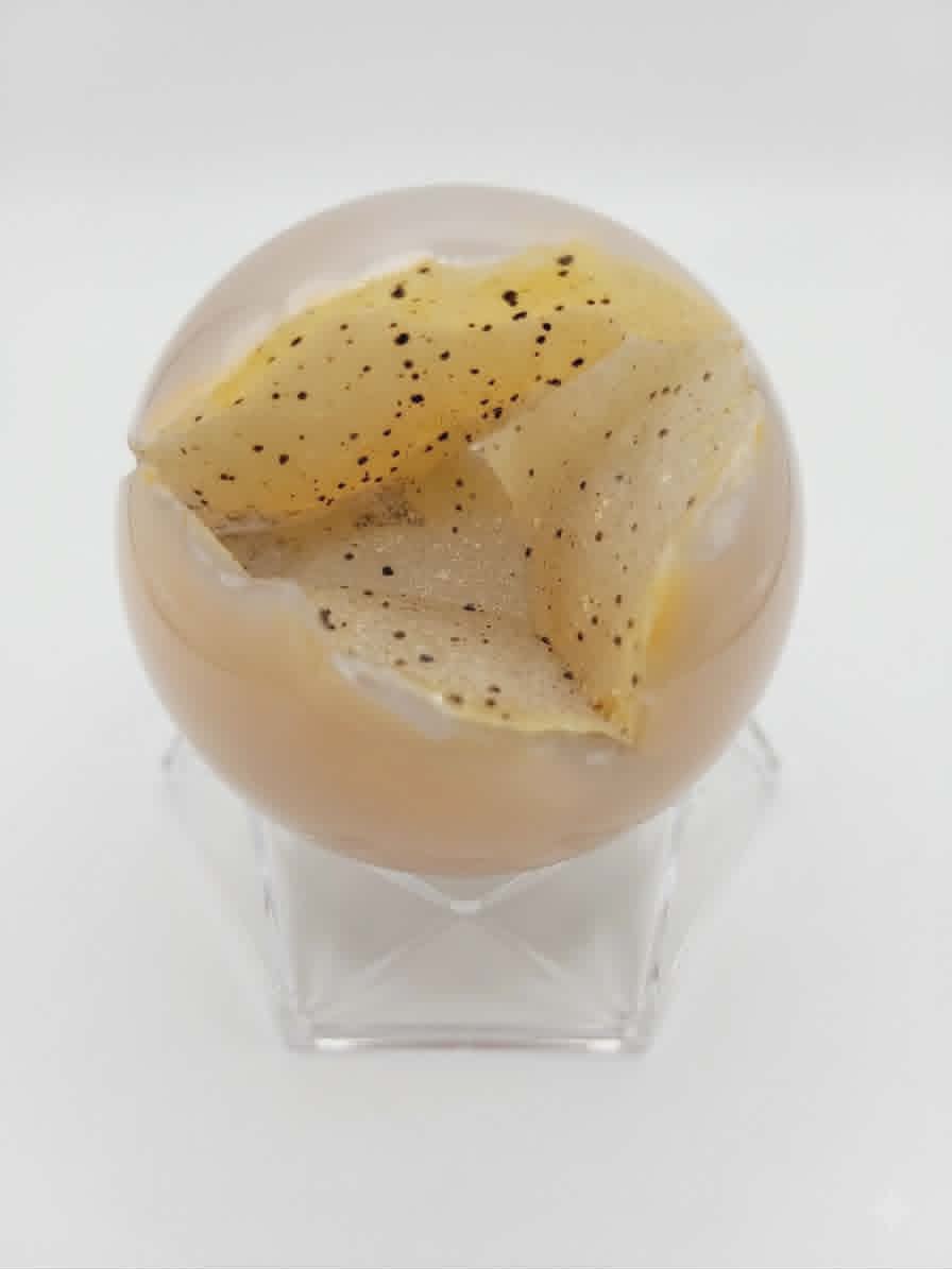 Sphère géode en Agate et Quartz Doré