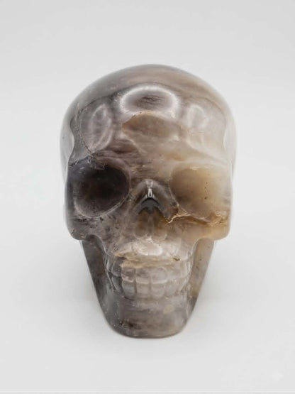 Crâne en Quartz Fumé & Inclusions d’Améthyste