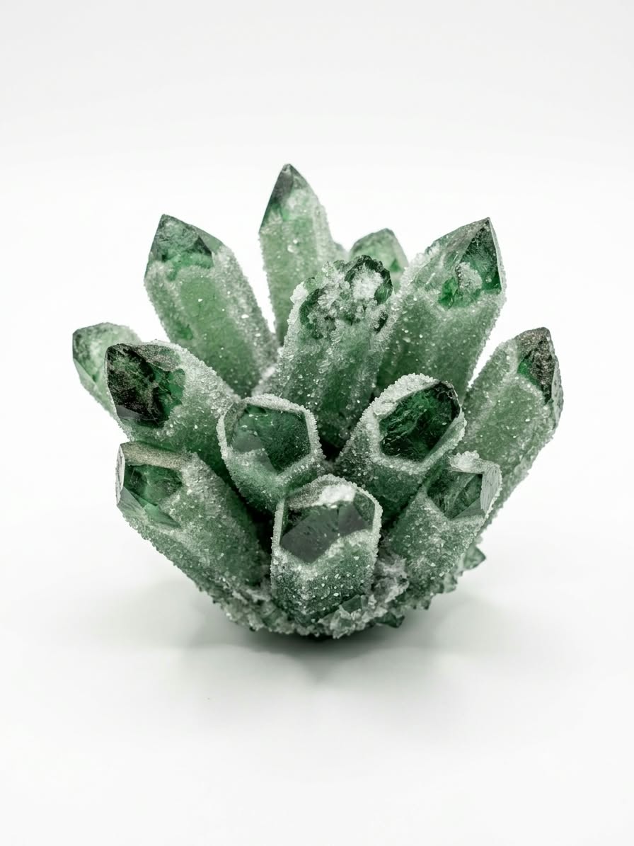 Pointe ou Cluster de Quartz Vert — Énergie de Forêt et Renouveau